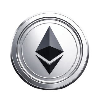 Graphic element of the Ethereum (ETH) coin shown floating